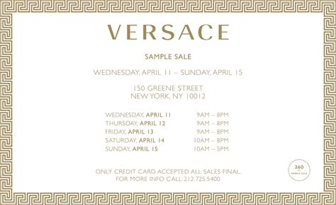 versace nyc sample sale|Versace sample sale 2024.